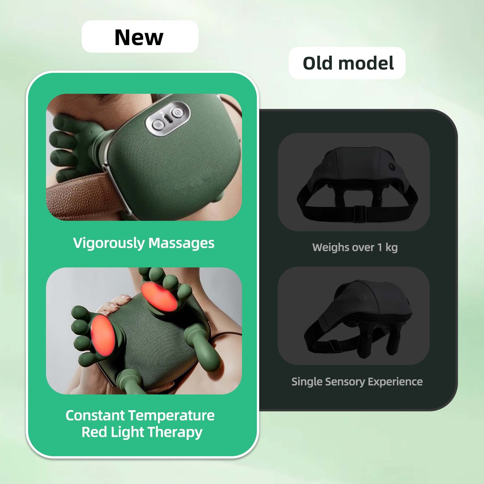 Wearable Neck Massager Designed for Daily Use w/ Quiet Shiatsu Soft Heat Relief