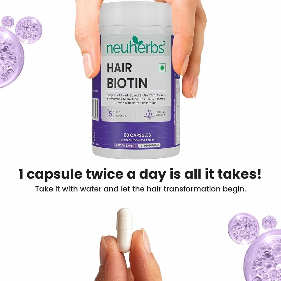 Hair Growth Capsule Biotin Supplement with DHT Blocker , Reduce Hair Fall