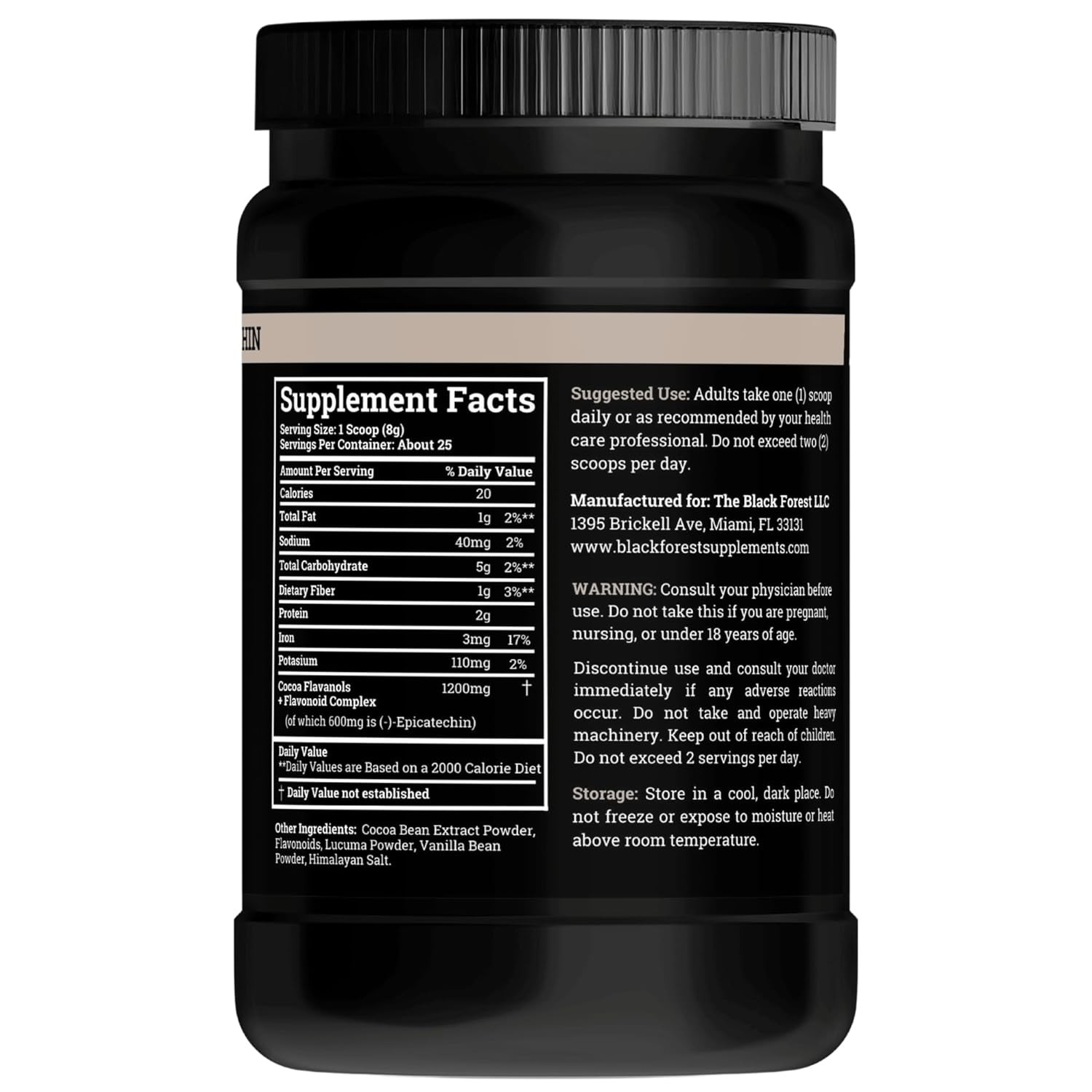 2 Pcs Black Forest High Flavanol Cocoa Powder and Flavonoids Supplements 1200mg
