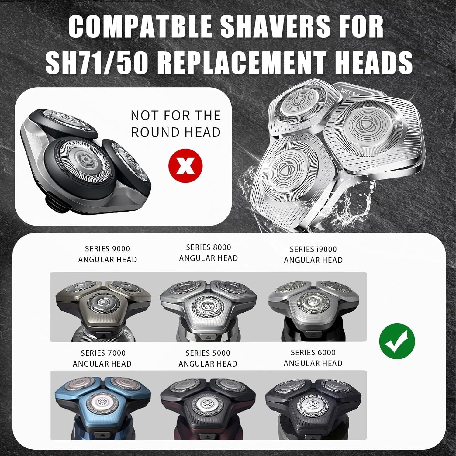 SH71/50 Shaving Head Compatible with Phili*s Shavers Series S5000 (S5XXX),S7000