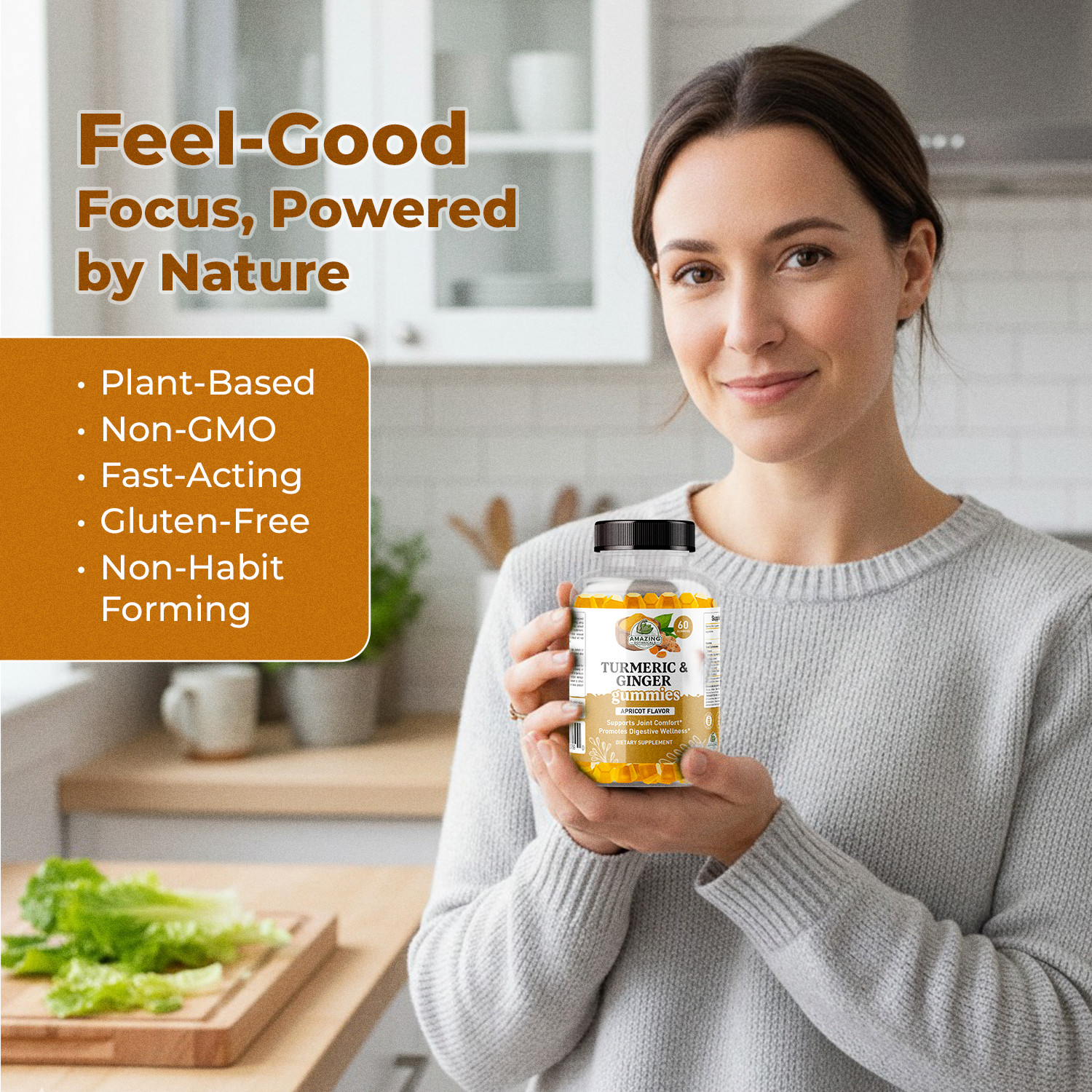Turmeric & Ginger Gummies – 270 mg Turmeric Extract & 12 mg Ginger per Serving