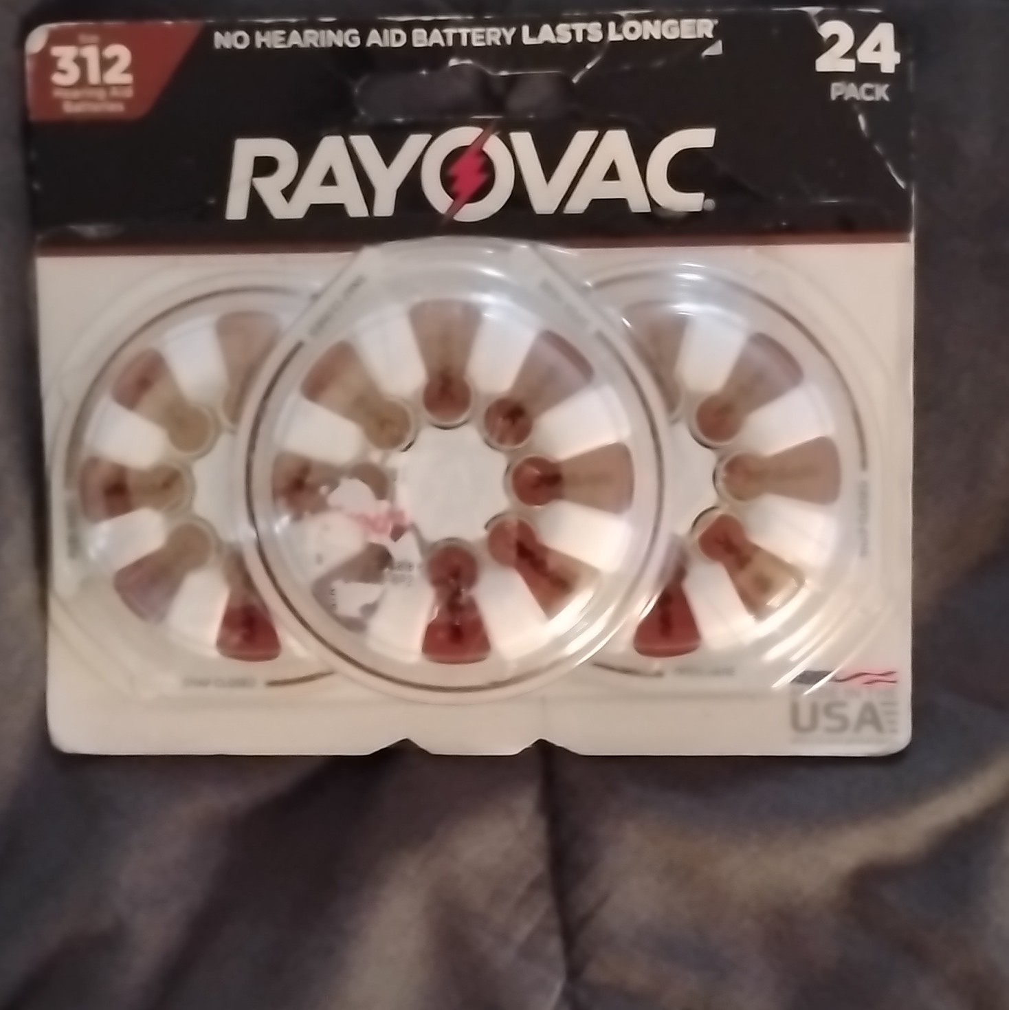 Rayovac Size 312 Brown Zinc-Air Hearing Aid Batteries 24 Pack 1.45V 312-24