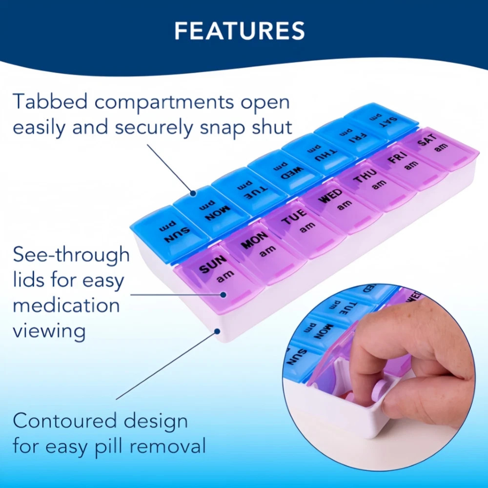 1~3 PC Weekly Pill Box Organizer Twice a Day 7-Day AMPM Medicine Organizer Case