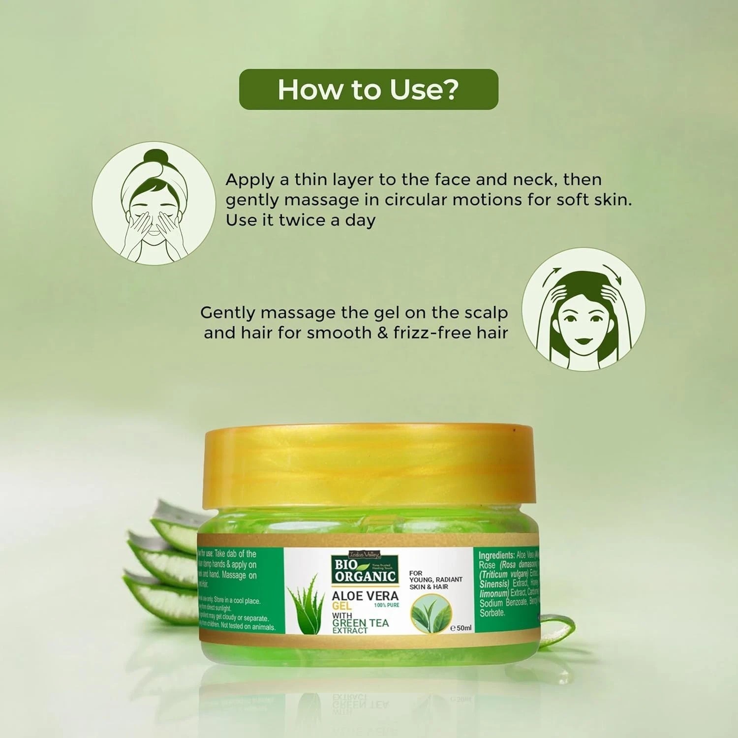 INDUS VALLEY Bio Organic Pure Multipurpose Aloe Vera Gel All Skin Type 50ml