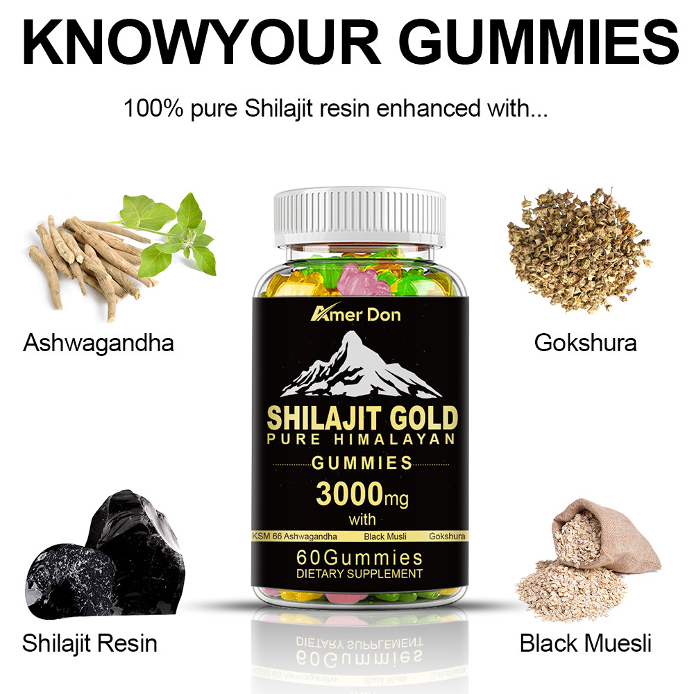 Himalayan Shilajit GOLD Gummies, Organic, Extremely Potent 3000 mg, Fulvic Acid