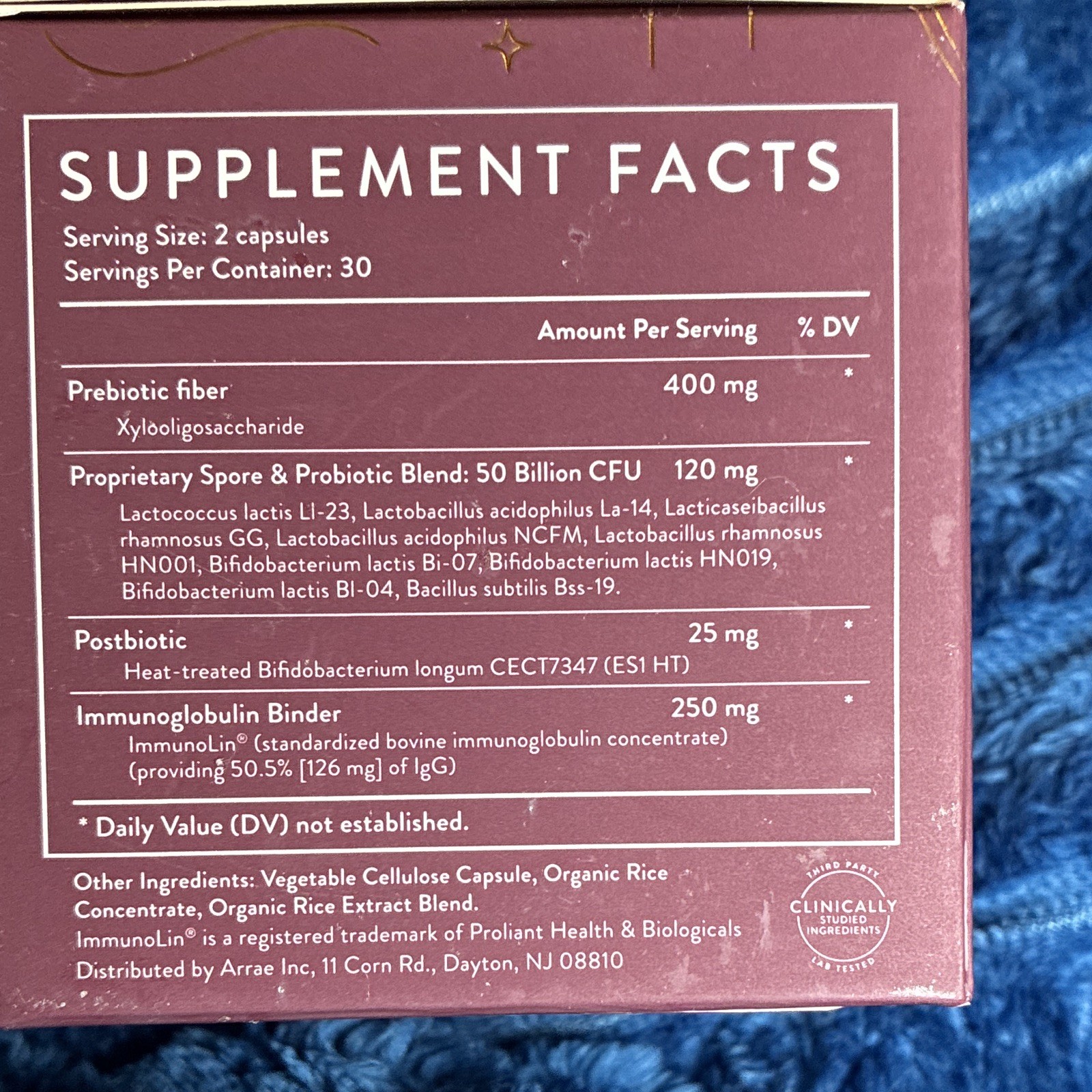 arrae TRIBIOTIC Probiotic Gut Immune Vaginal Support 60 Caps Exp 09/2026