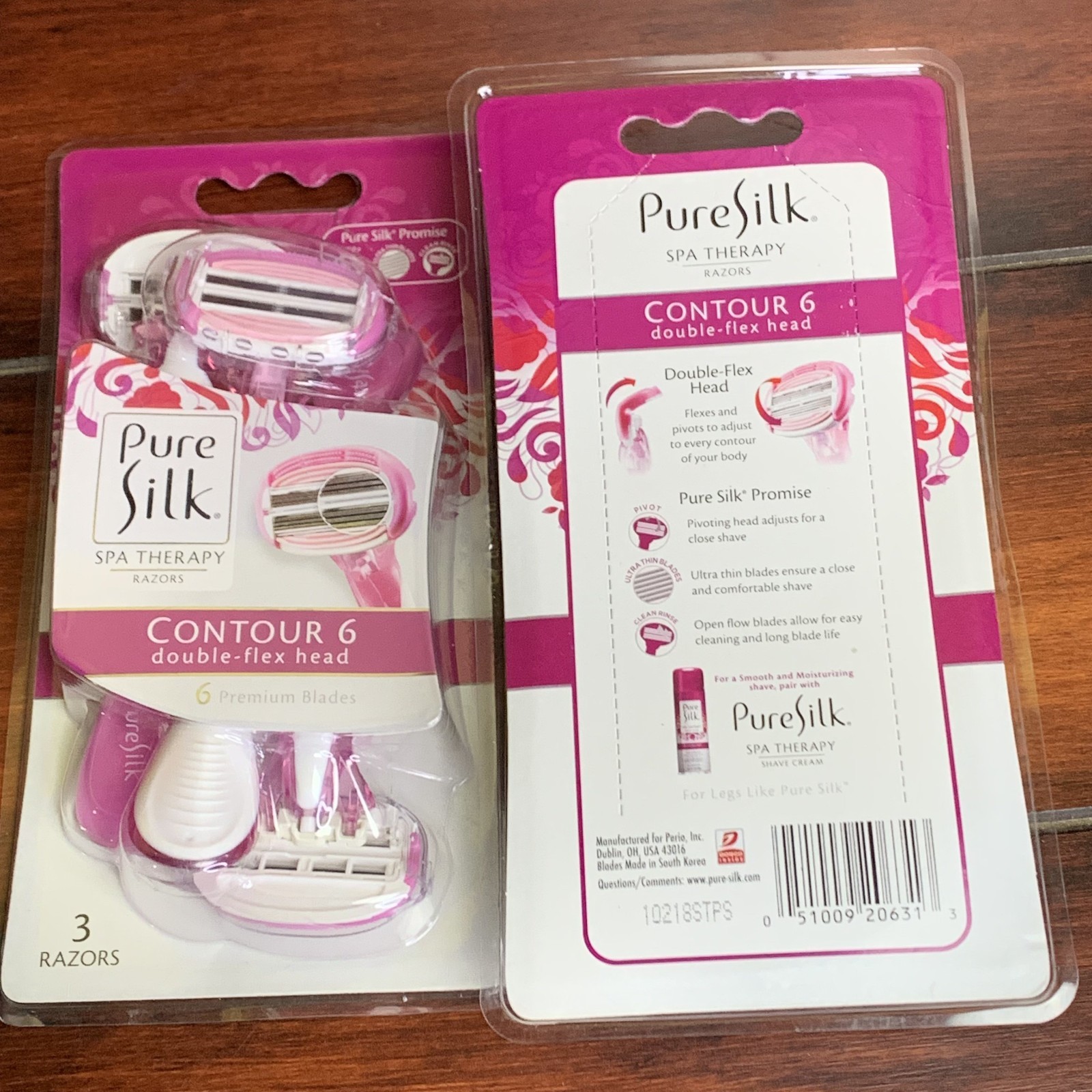 Pure Silk Contour 6 Spa Therapy Disposable Razors – 2 Packs (3 Razors Per Pack)