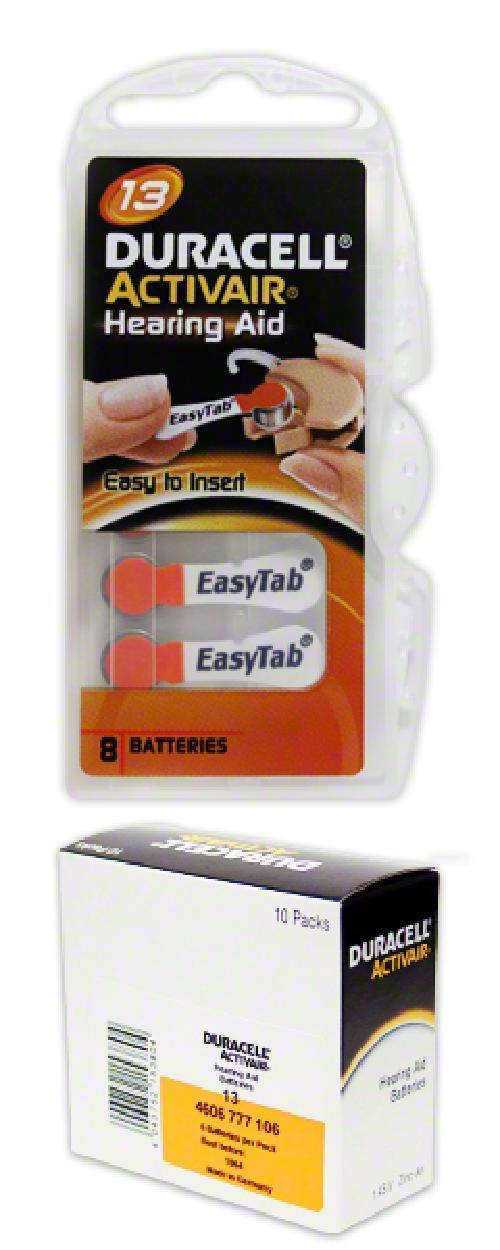 Duracell Activair Mercury Free Hearing Aid Batteries Size 13 (40-160) Exp-2027