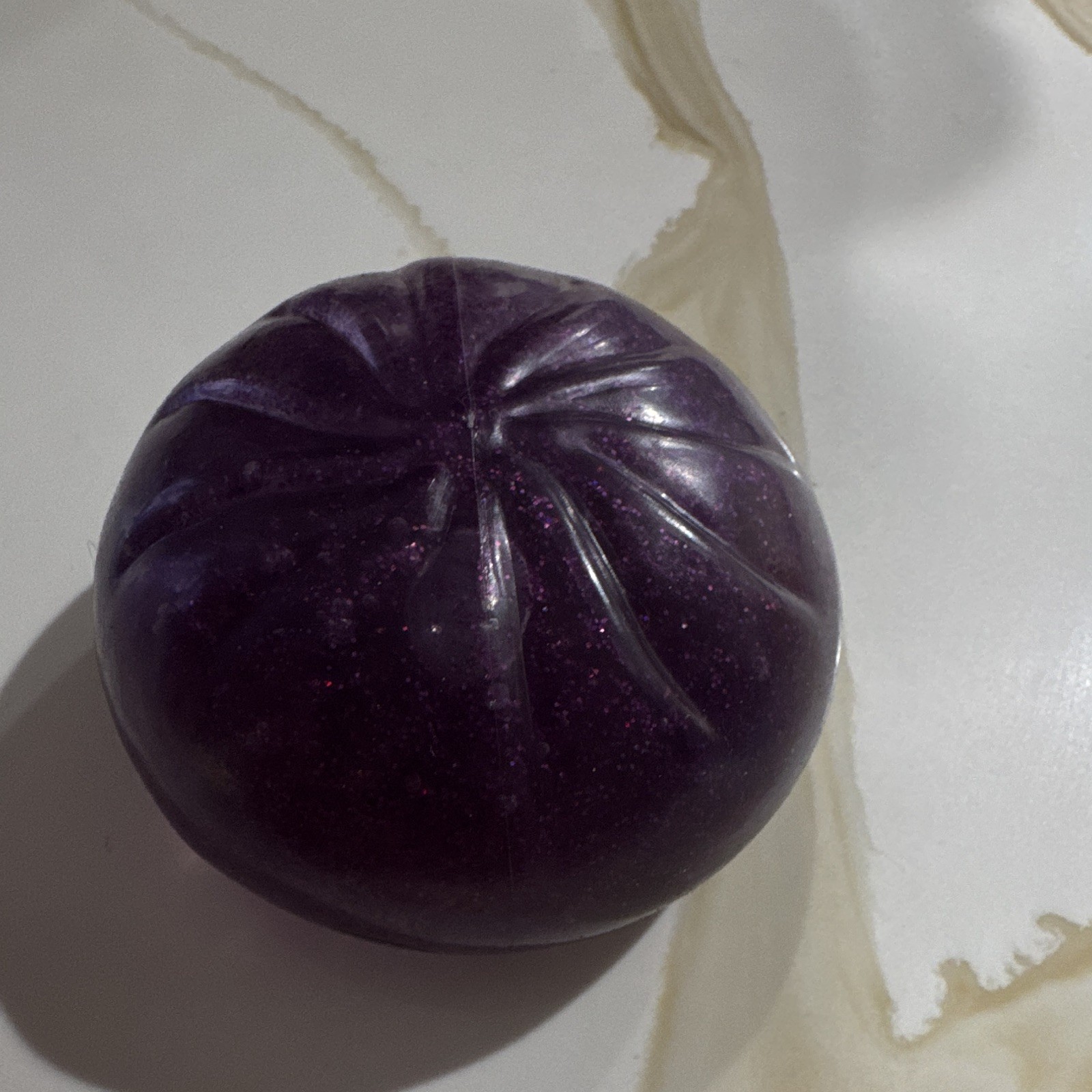Purple Glitter Plastic Squeeze Stress Ball, 3 in Squishy Stress Reliever Toy