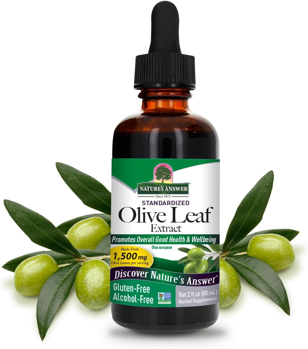 Olive Leaf Extract Liquid 2 fl oz Alcohol-Free Non-GMO Vegan Wellness Supplement