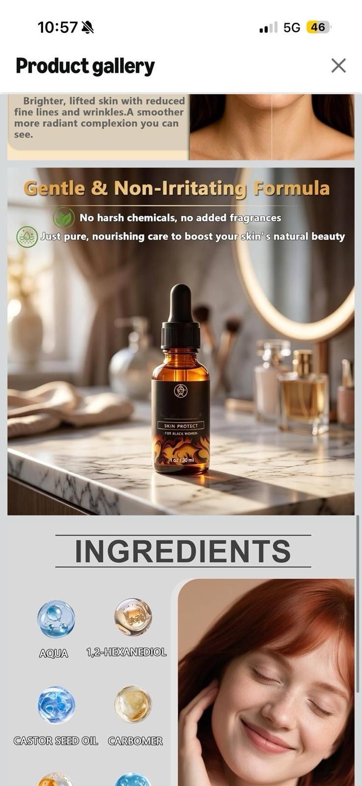 Skin Protect Daily Use Face Serum Moisturizing & Brightening 1 fl oz Unscented