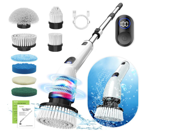 Electric Spin Scrubber, Full-Body IPX7 Waterproof Bathroom Scrubber with Power L