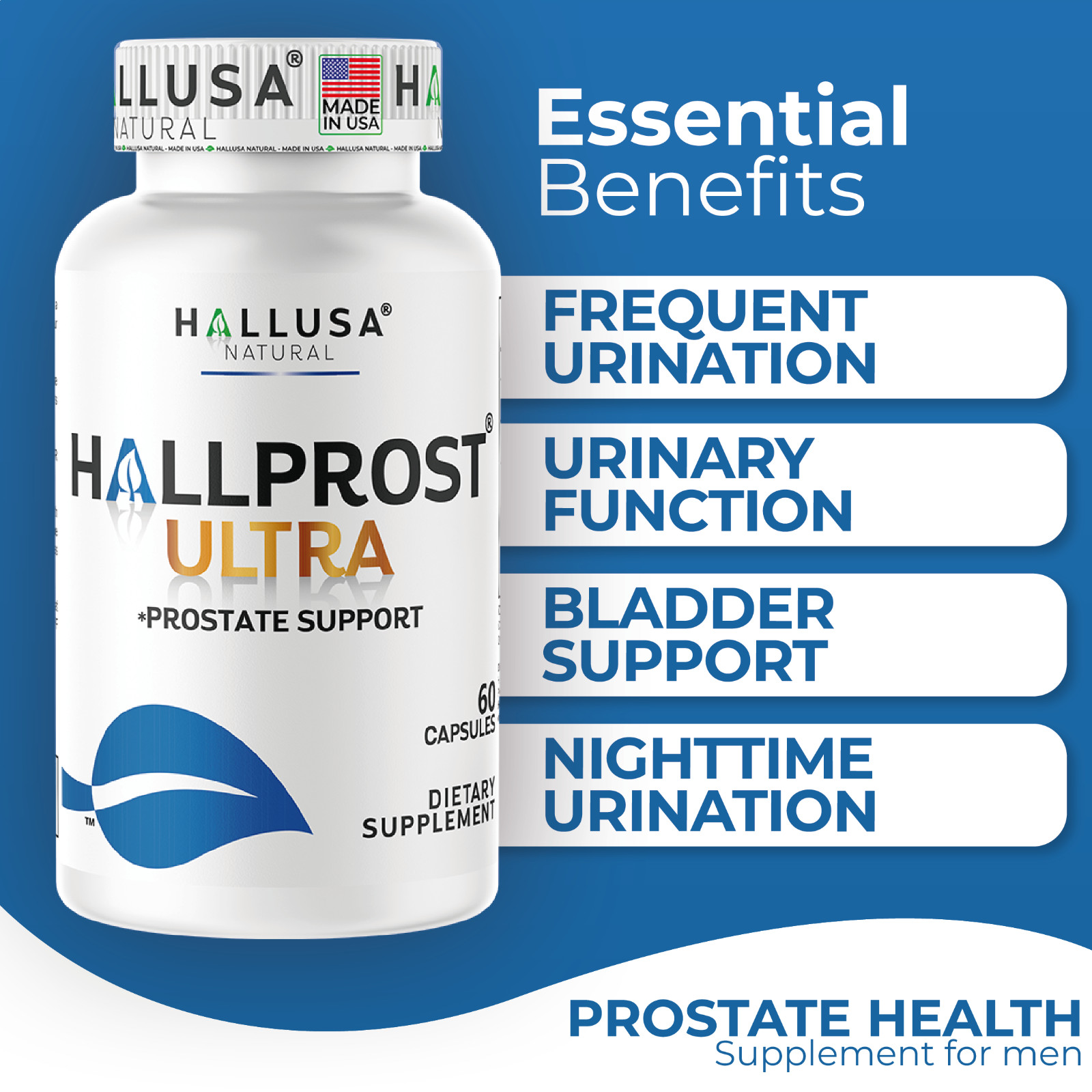 HALLPROST ULTRA – Prostate Health Complex – Urinary Incontinence – 60 Caps