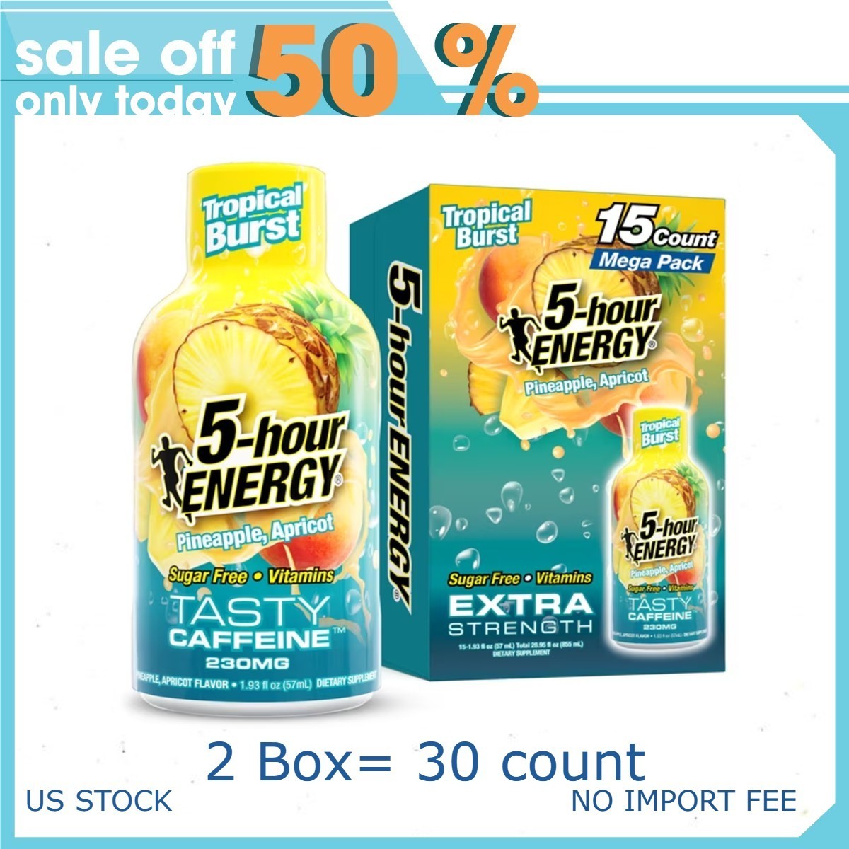 5-hour ENERGY Shot, Extra Strength, Tropical Burst, 30 Count