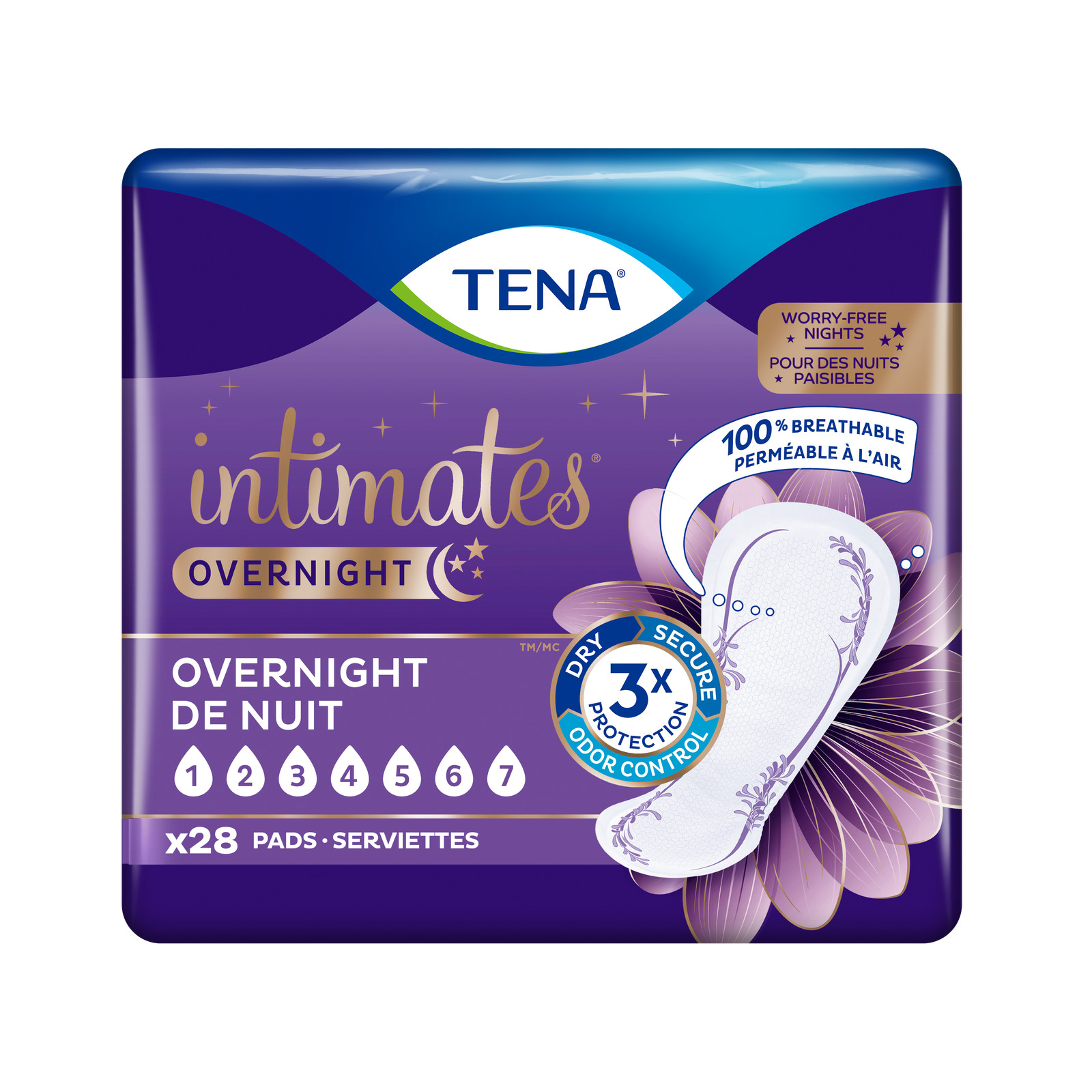 TENA Serenity Overnight Pad 16” Length Heavy Absorbency – Bag of 28