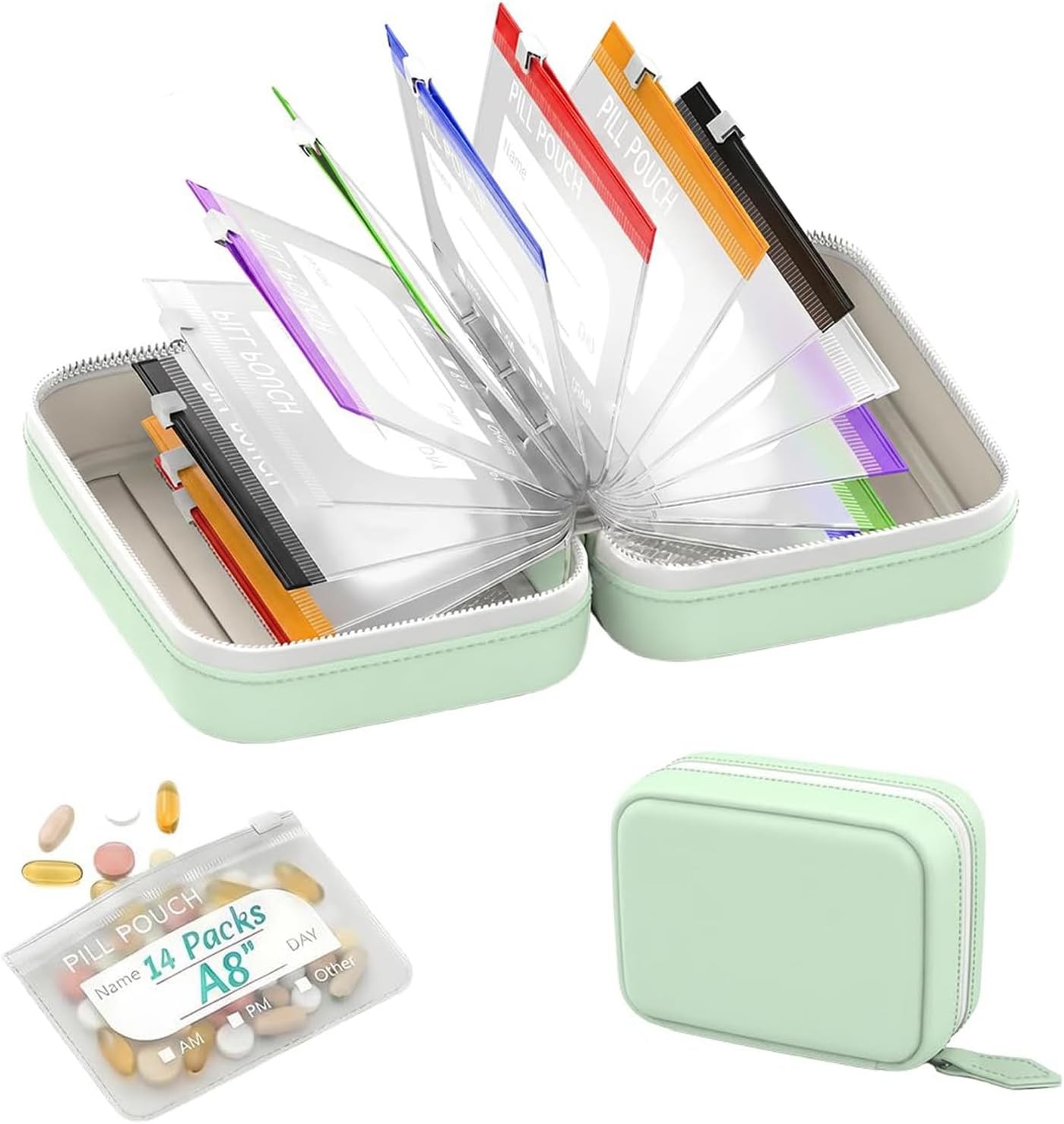 Pill Pouch Set Waterproof Travel Pill Organizer 14 Day Pill Pouches Portable