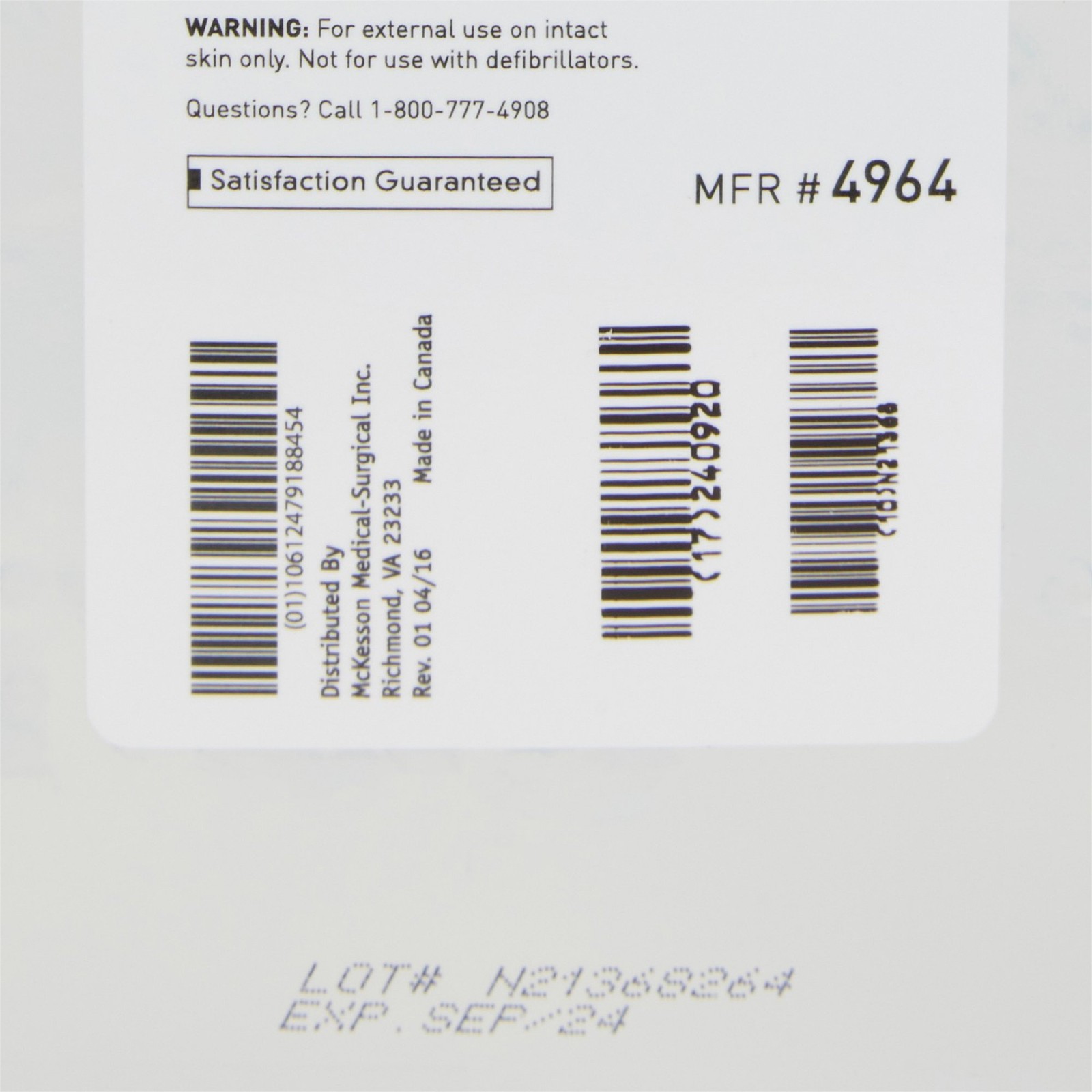 McKesson Clear Ultrasound Gel Transmission Ultrasonic Water Soluble 4 Containers