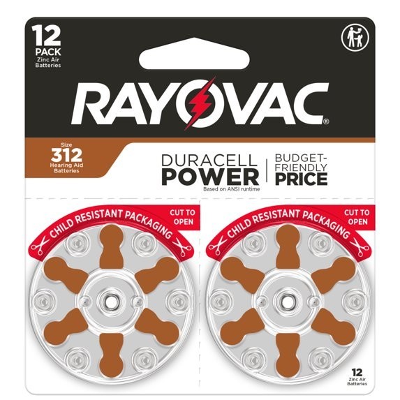 Rayovac Size 312 Hearing Aid Batteries (12 Pack), Size 312 Batteries