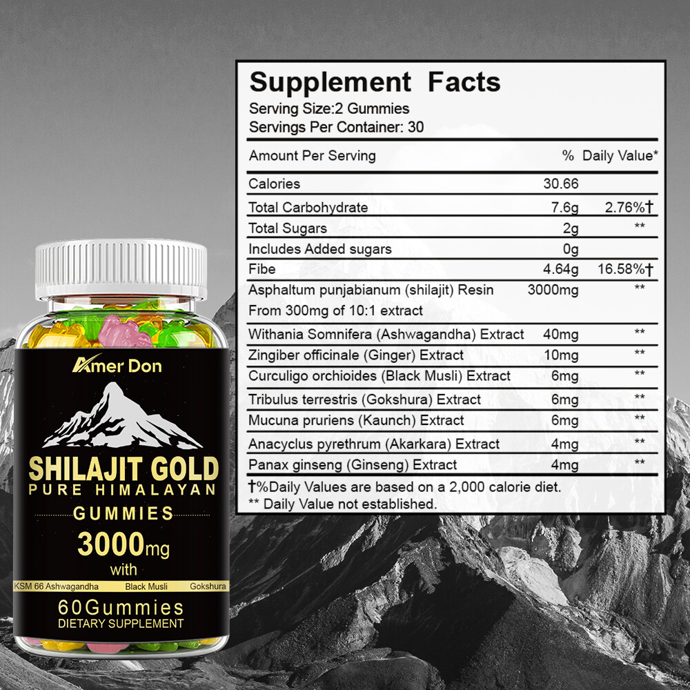 Himalayan Shilajit GOLD Gummies, Organic, Extremely Potent 3000 mg, Fulvic Acid