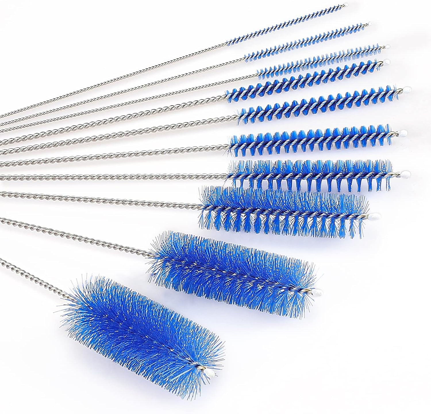 10-Pack Tube Cleaning Brush Set Nylon Bristles Stainless Steel Bottle Pipe Tool