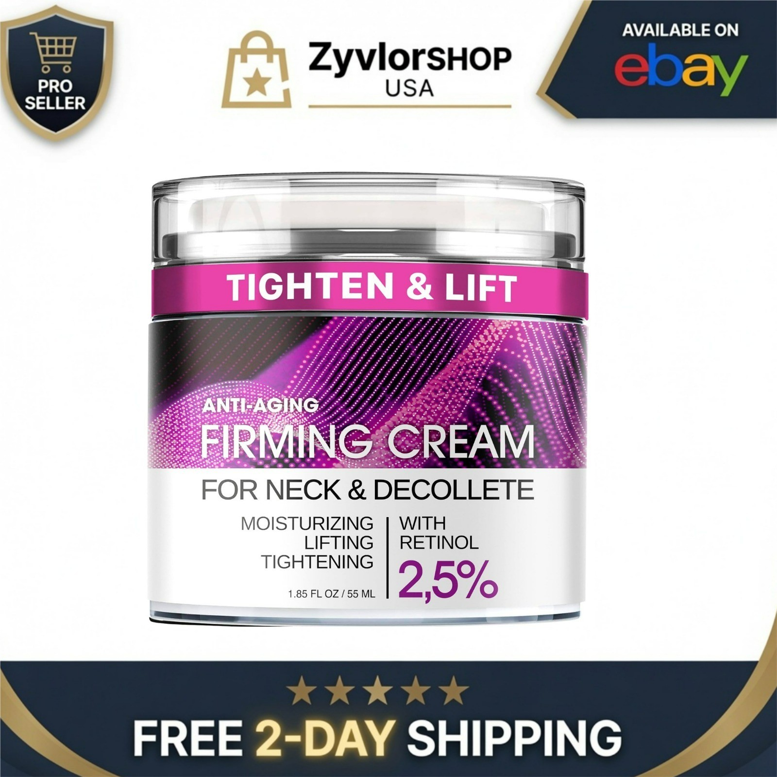 Neck Firming Cream with Retinol, Collagen & Hyaluronic Acid – 1.85 Fl Oz