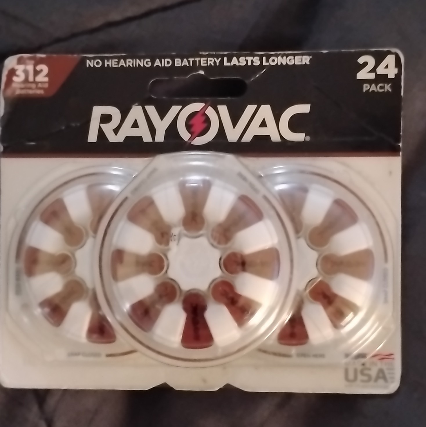 Rayovac Size 312 (Brown) Zinc-Air Hearing Aid Batteries, 24 Pack, 1.45V