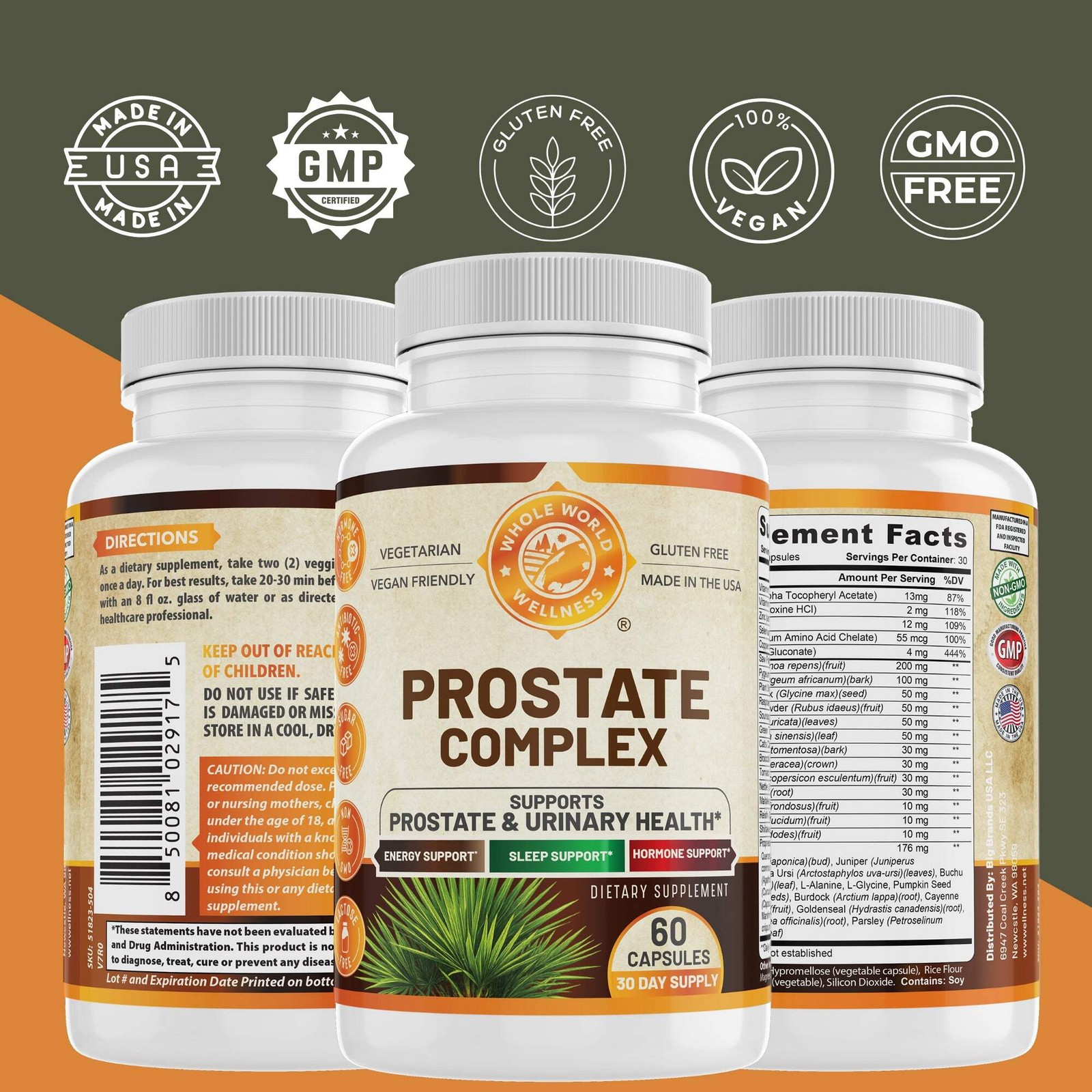 Advanced Prostate Complex. Prostate Support for Mens Urinary Health. USA Made.
