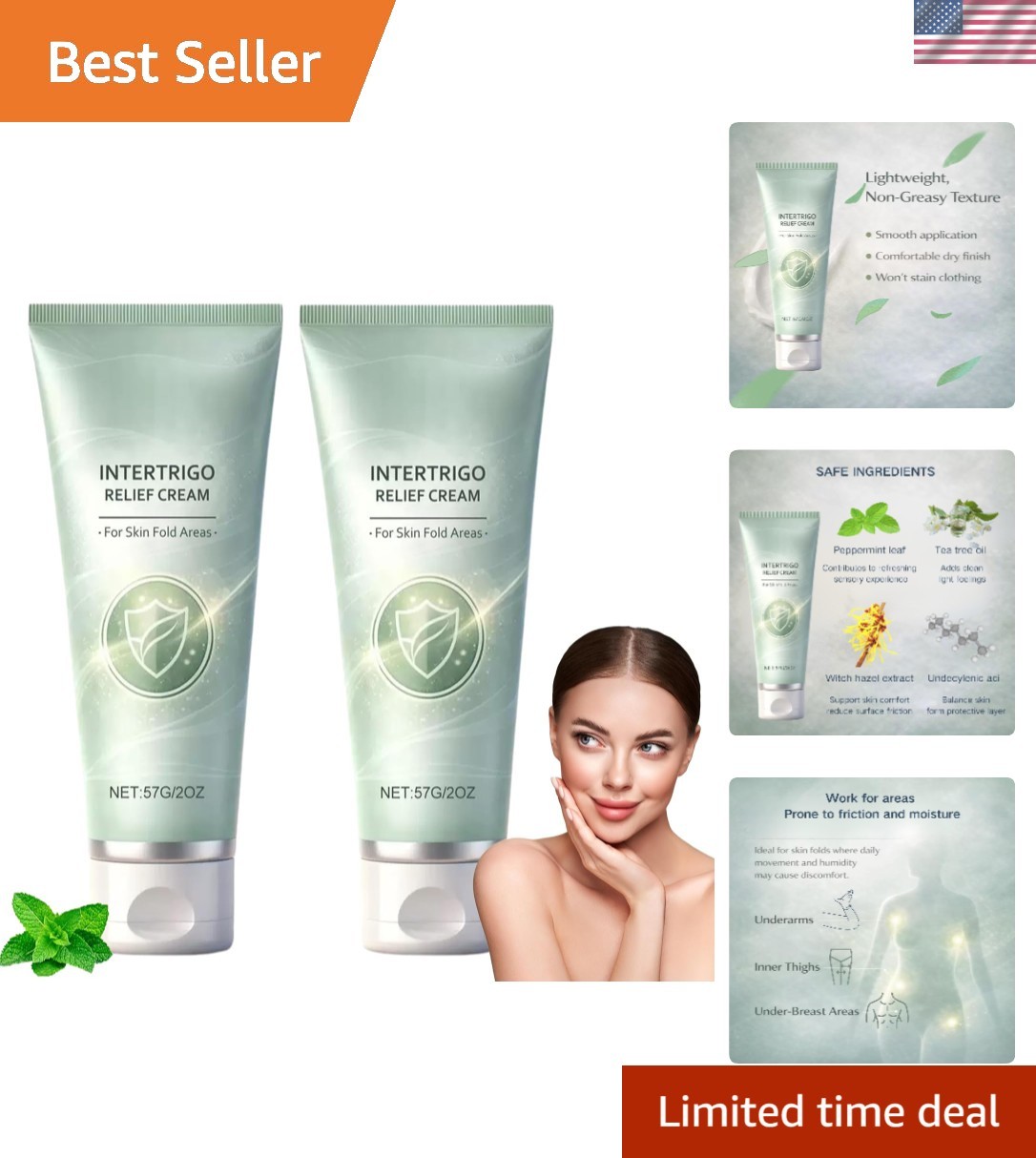 Soothe & Protect with 2-Pack Skin Fold Care Creams – Lightweight Formula
