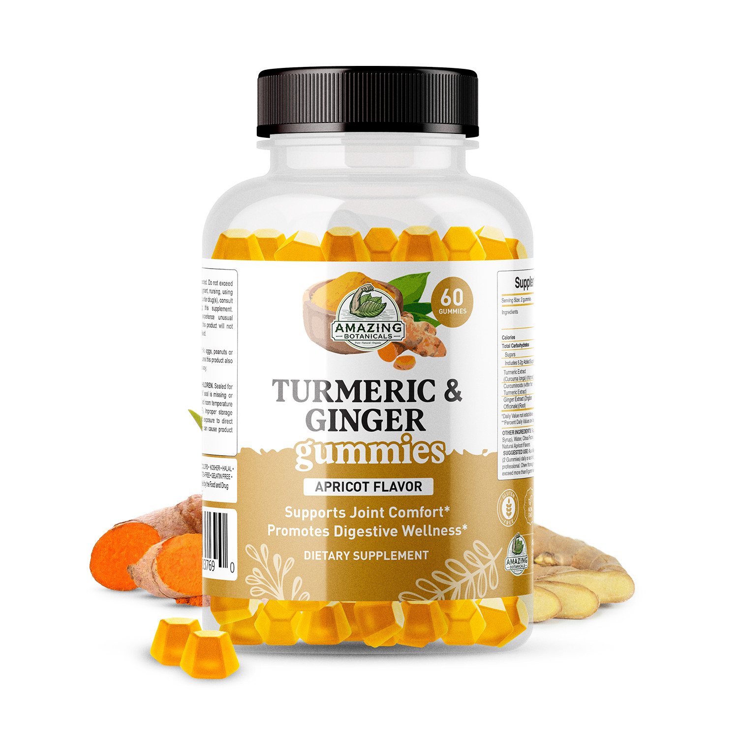Turmeric & Ginger Gummies – 270 mg Turmeric Extract & 12 mg Ginger per Serving