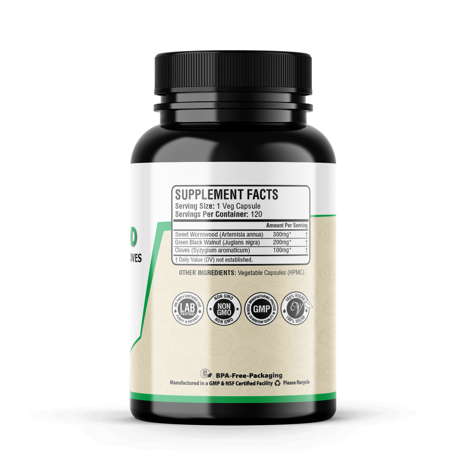 Wormwood Green Black Walnut Clove Wormwood herb Extract Combination 120 Capsules