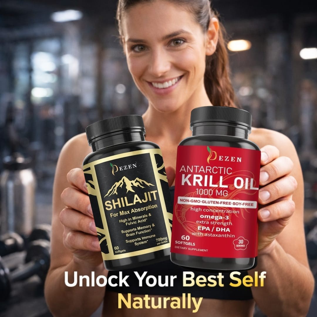 DEZEN Himalayan Shilajit & Krill Oil Softgel Combo with Omega 3