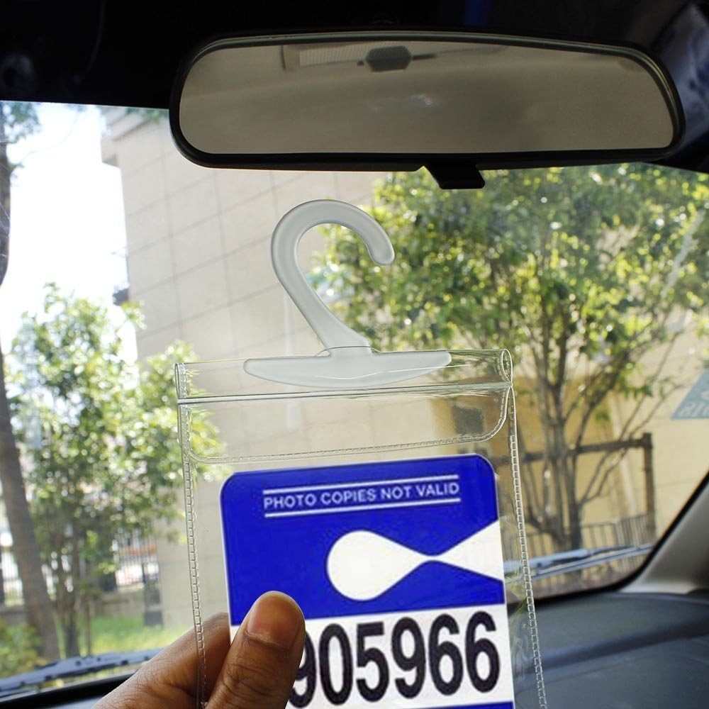2x Handicap Placard Holder Disabled Parking Permit Protector Mirror Sleeve Hang