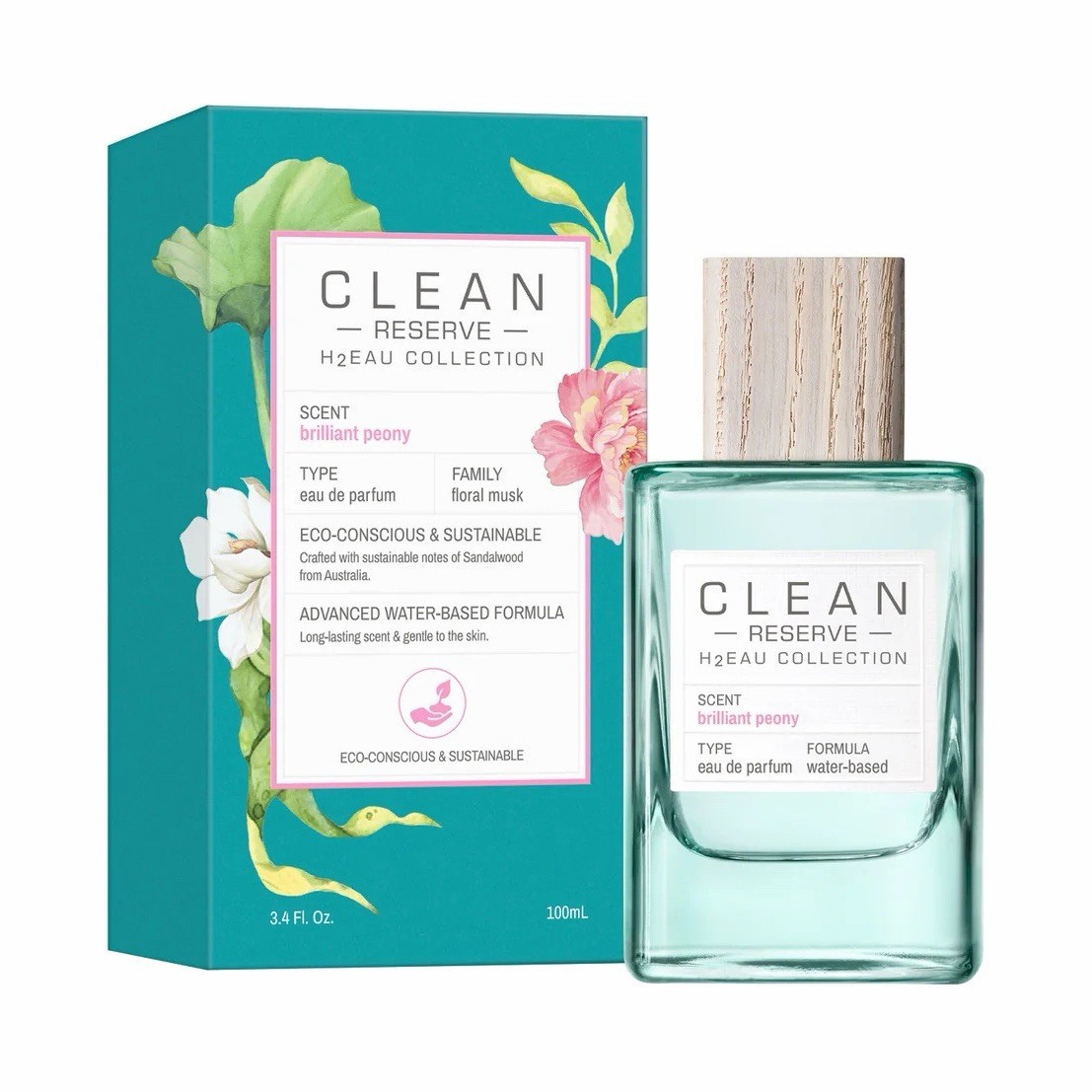 CLEAN Reserve H2EAU Brilliant Peony Eau de Parfum Spray, Regular Size 3.4 fl oz