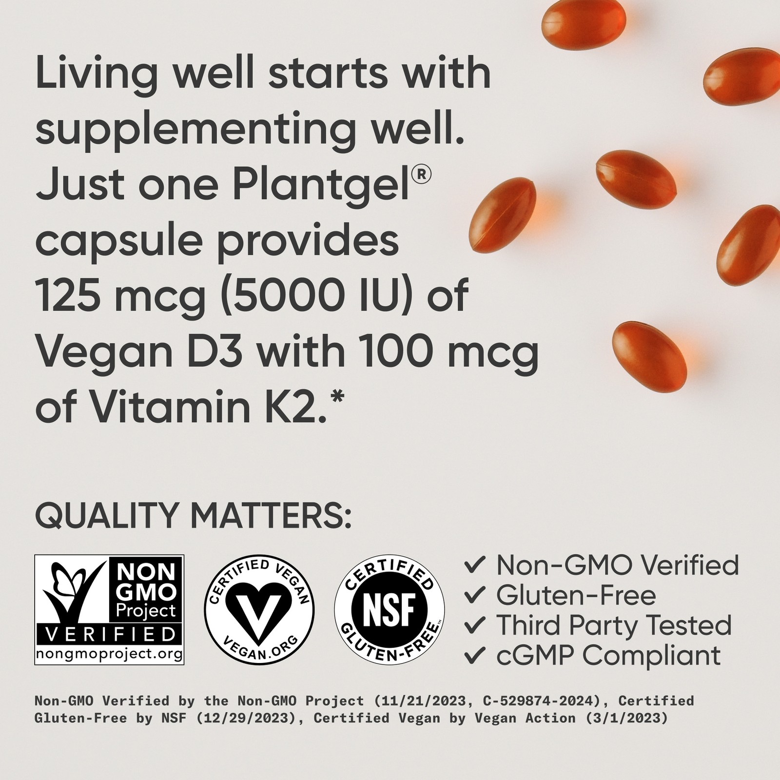Vitamin D3 K2 with Coconut Oil | Plant Based Vitamin K2 MK7 + Vegan D3 5000iu
