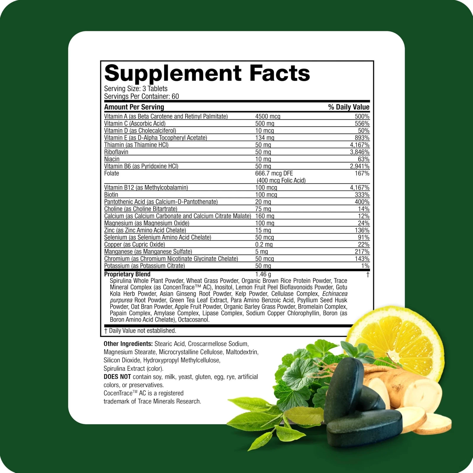 Life’s Fortune Multivitamin & Mineral 60 Tablets All Natural Energy Source Su…