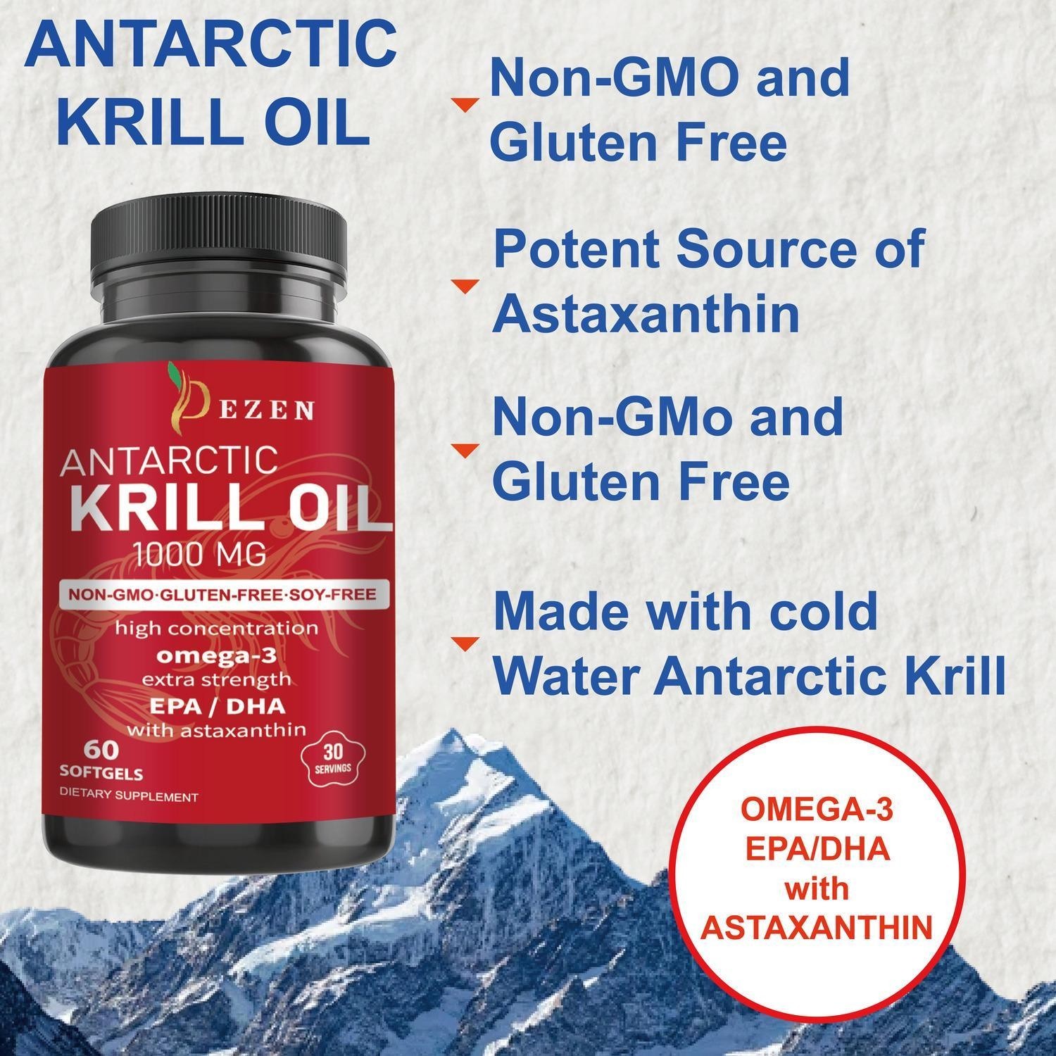 DEZEN Himalayan Shilajit & Krill Oil Softgel Combo with Omega 3, 60 Serving