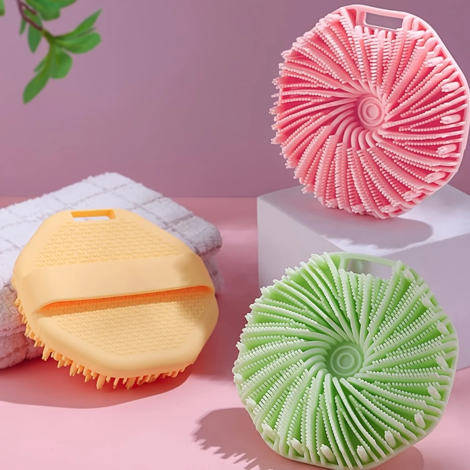 Soft Silicone Body Scrubber Exfoliating Bath Brush Shower Massage Cleansing Pad