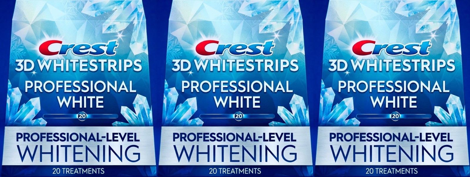3X= Crest 3D Whitestrips Professional White 20 Levels Whiter 40 Strips Ex. 04/28