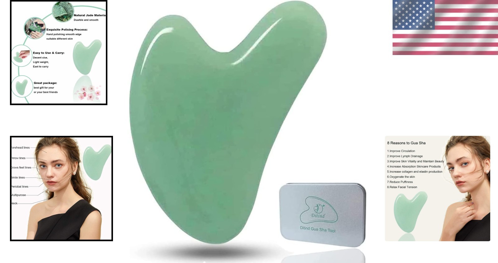 Gua Sha Jade Massage Tool: All-Natural Facial & Body Treatment for Ageless Skin