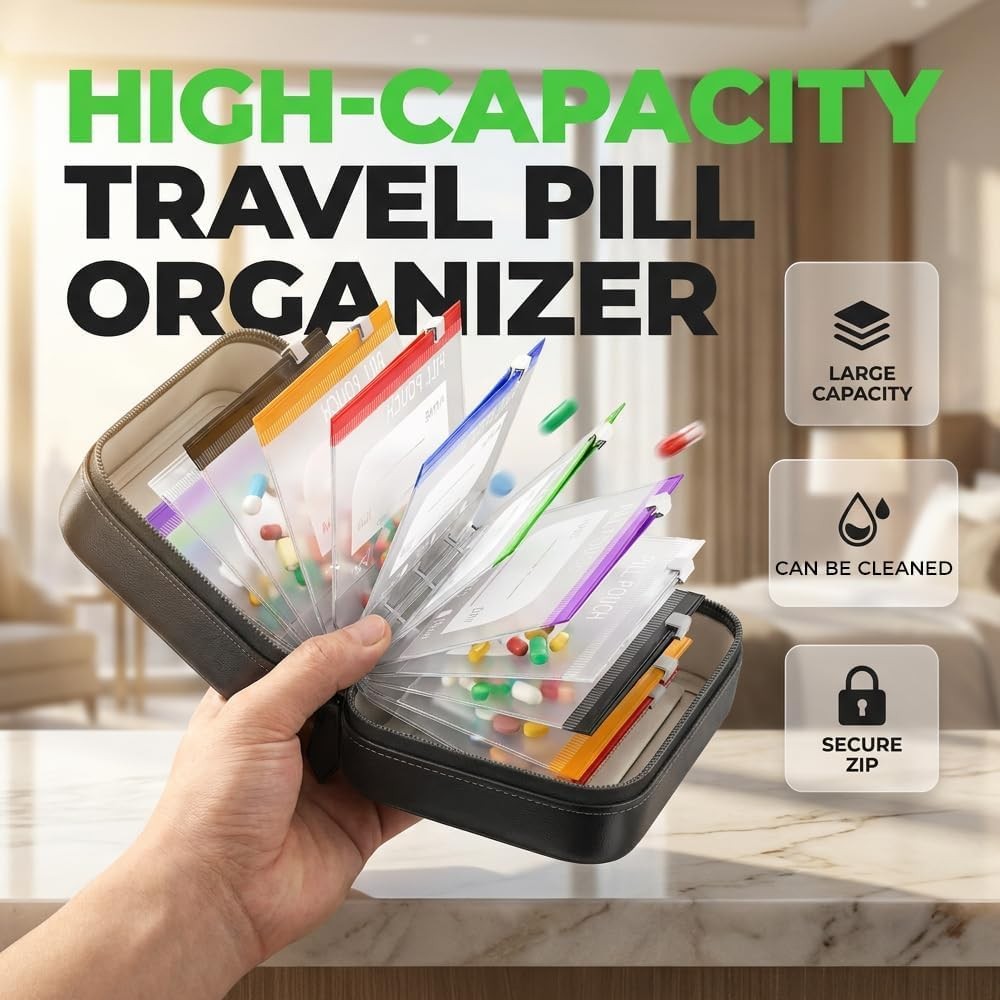 Pill Pouch Set Waterproof Travel Pill Organizer 14 Day Pill Pouches Portable