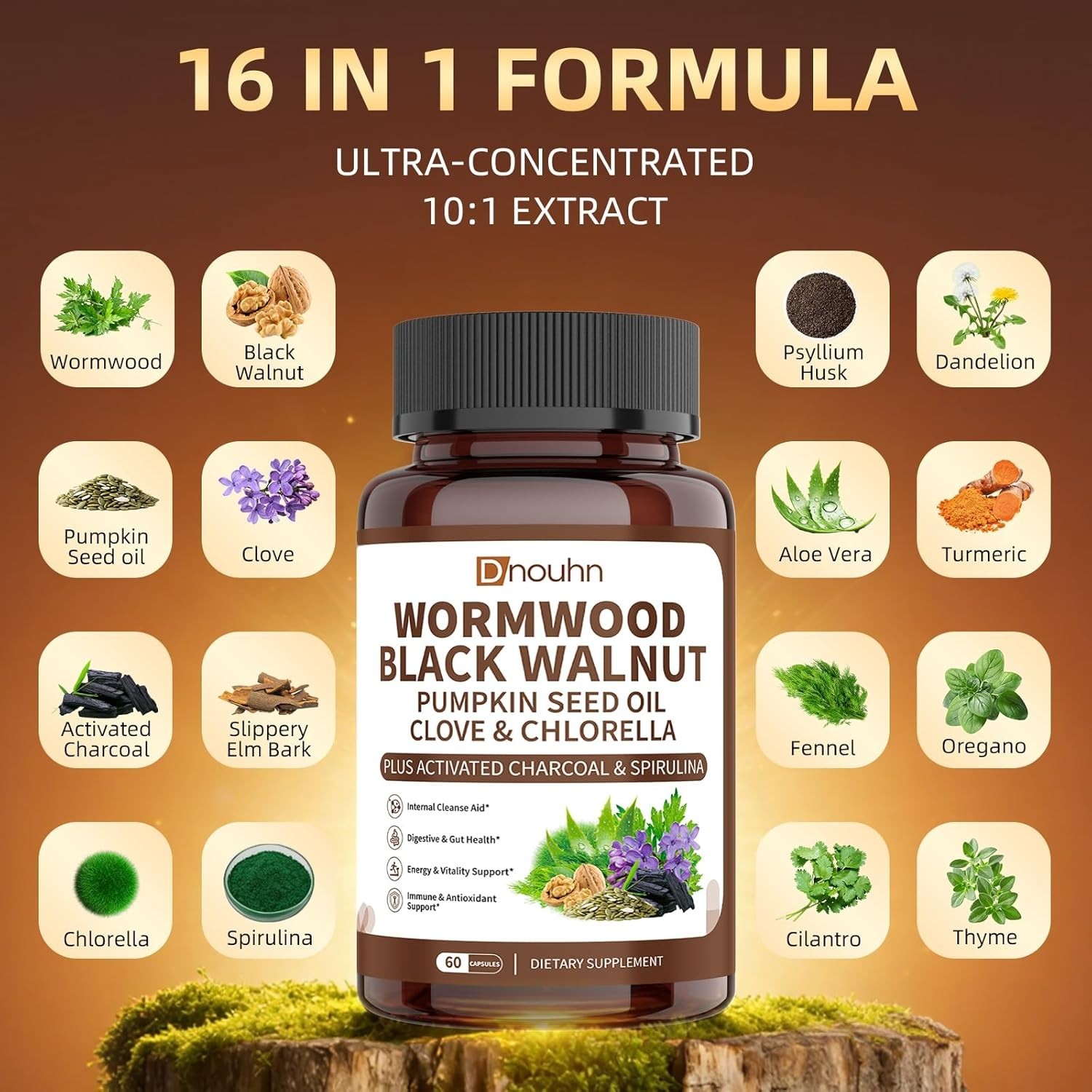 Wormwood Black Walnut Clove Parasite Cleanse for Humans Capsules – Natural Gut D