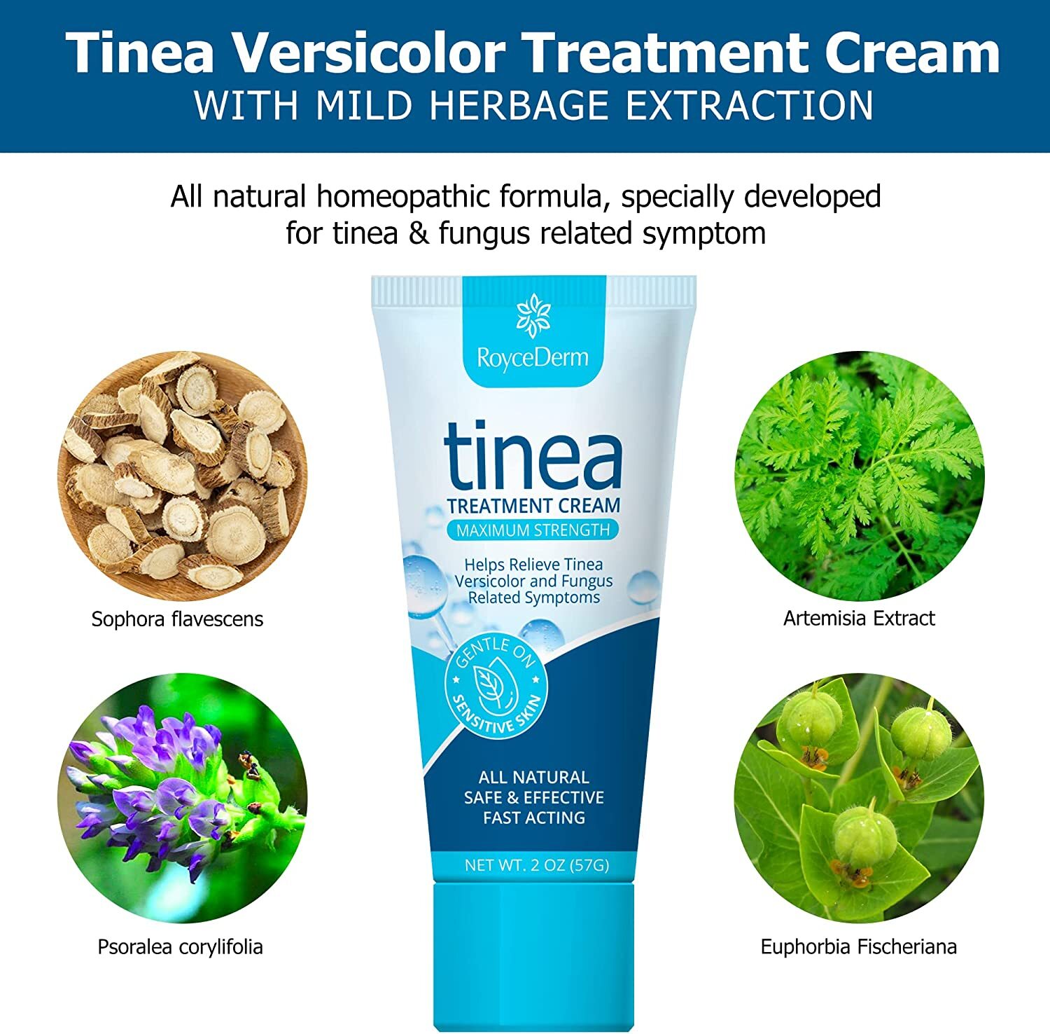 Roycederm Tinea Versicolor & Pedis Treatment, Antifungal Cream 2 Oz Exp 08/2024