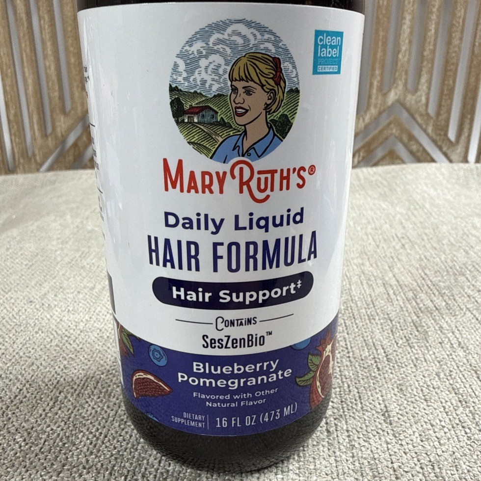 2 Pack MaryRuth’s Hair Liquid 16oz, Blueberry Pomegranate Sugar-Free Formula