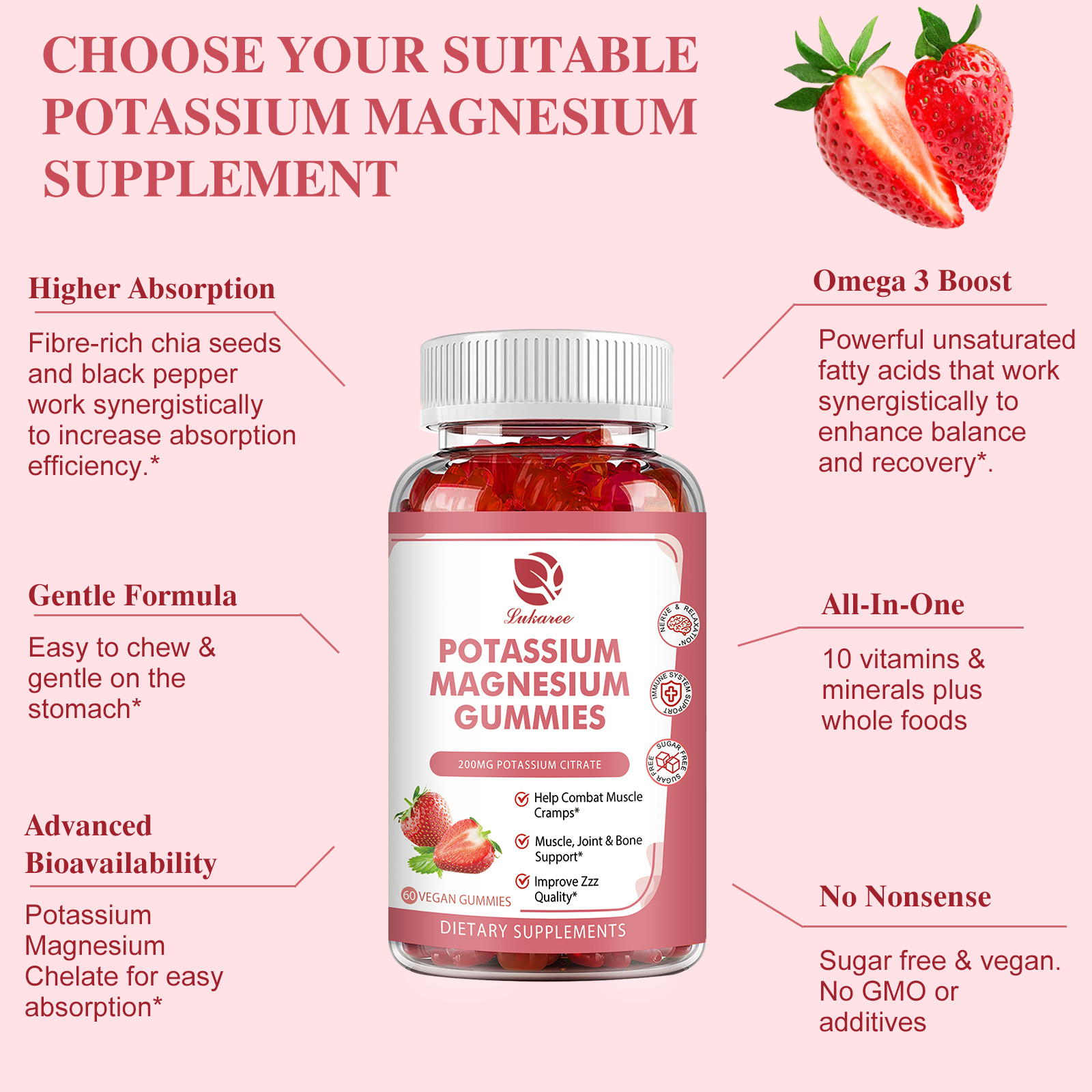 2 Pack Vitamatic Magnesium Citrate Gummies 500mg per Serving – 60 Vegan Gummies
