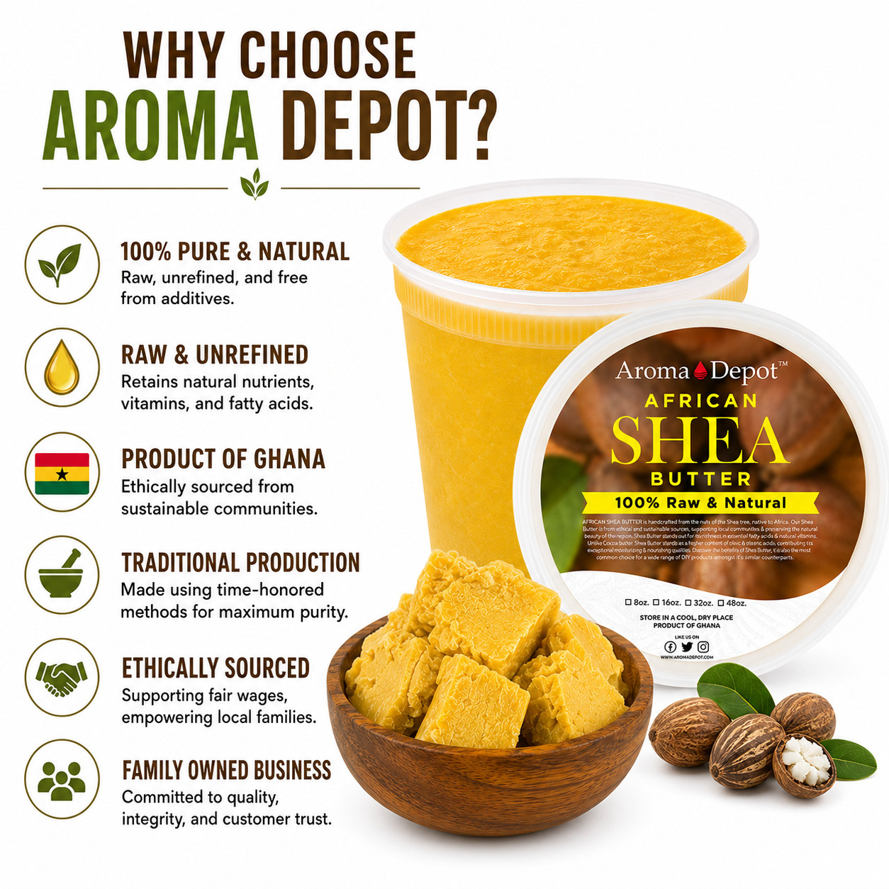 African Shea Butter 32 oz. / 2 lb Raw Yellow Shea Bulk Natural Organic Unrefined