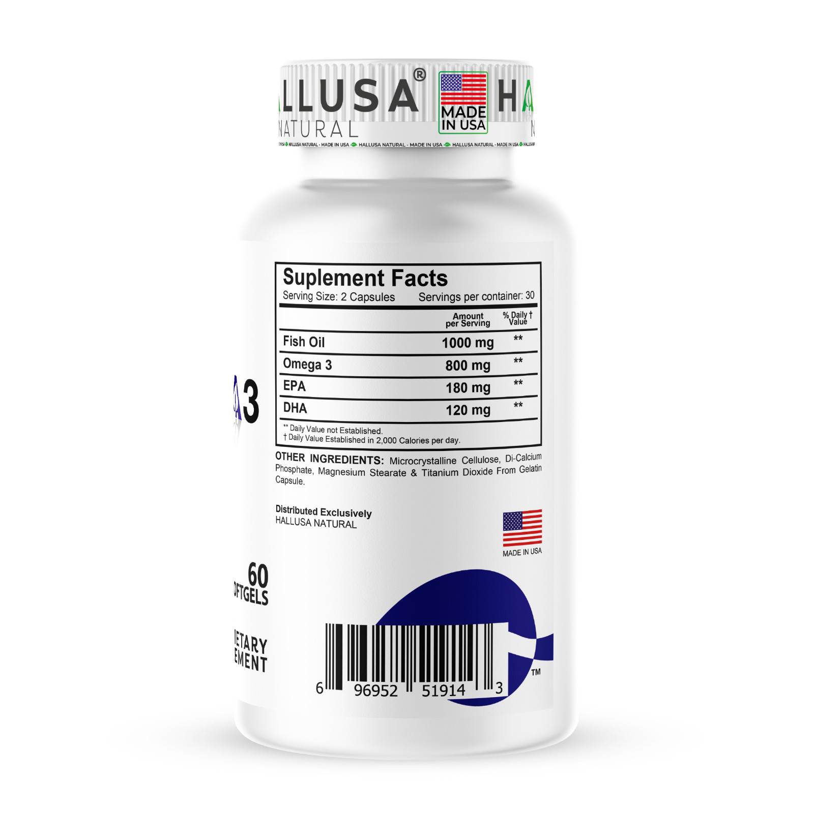OMEGA 3 – Fish Oil Supplement – Cardiovascular Wellness – 60 Softgels