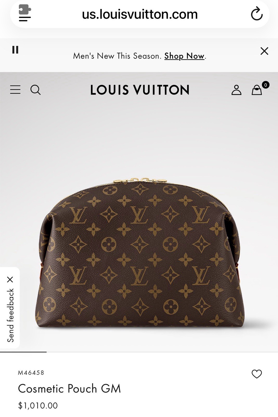 Louis Vuitton Monogram Cosmetic Pouch GM (Brand New Never Used)
