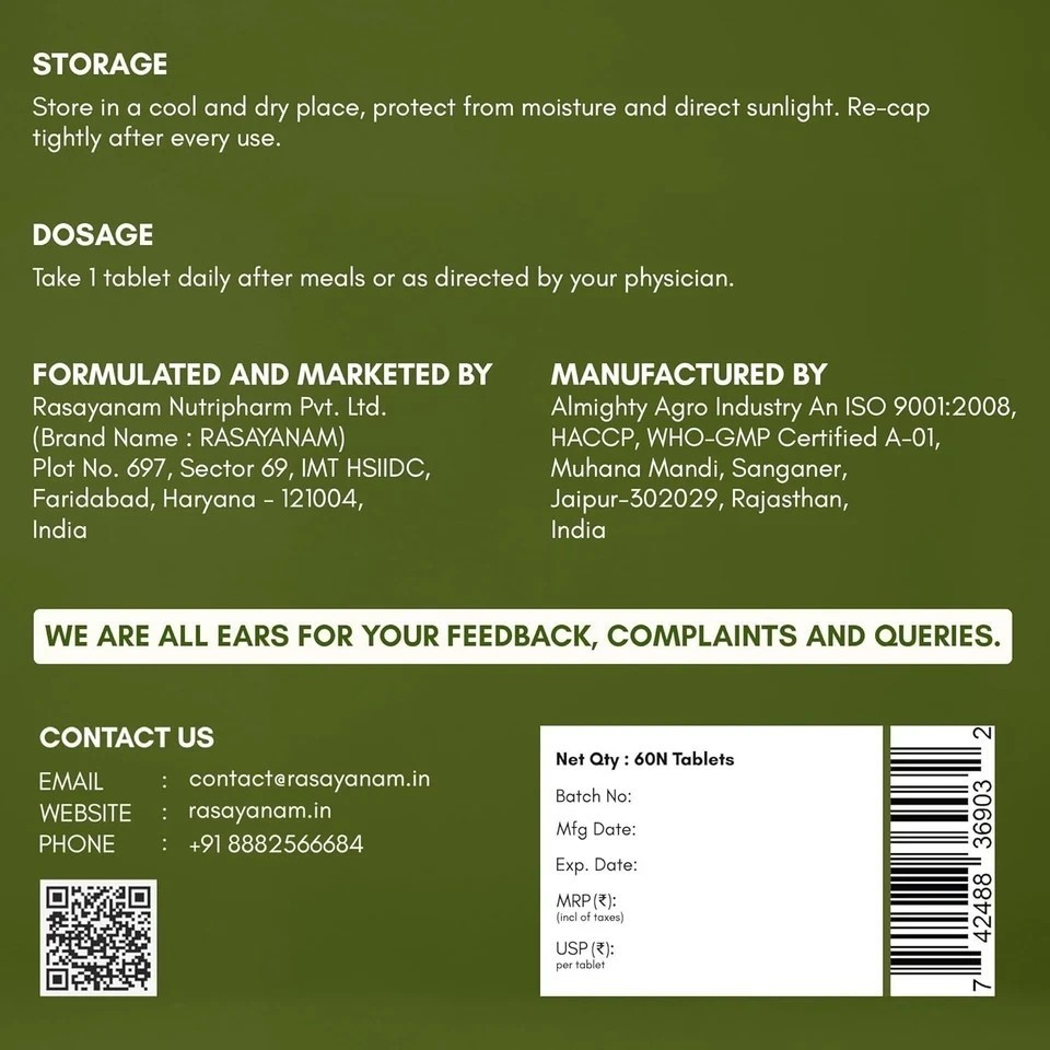 Gokshura -Puncture Vine ( Tribulus terrestris ) 1000mg – 60 Tablet ( pack of 3 )