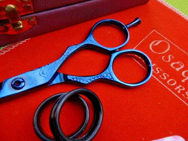 Money Back WRNTY_Titanium 5.5″ BLUE Hairdressing Scissors & Tweezers