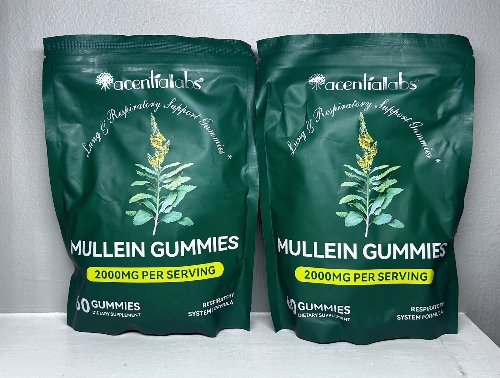 Acentiallabs Mullein Gummies 2000 mg per serving – Lung Support- Lot Of 2-SEALED